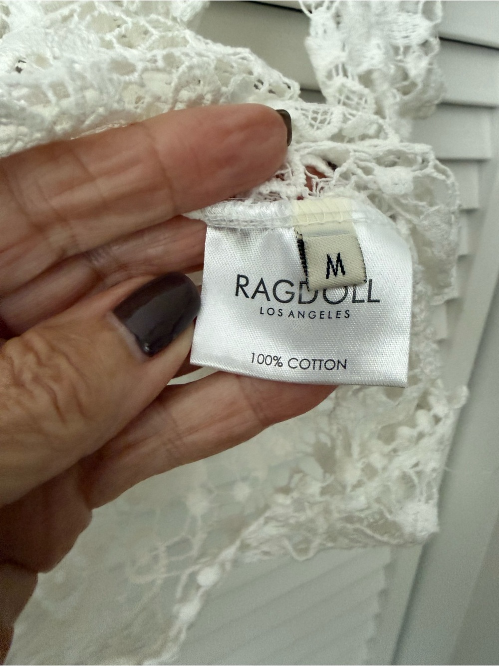 Ragdoll LA white floral lace top crew neckline Size M - Picture 6 of 6